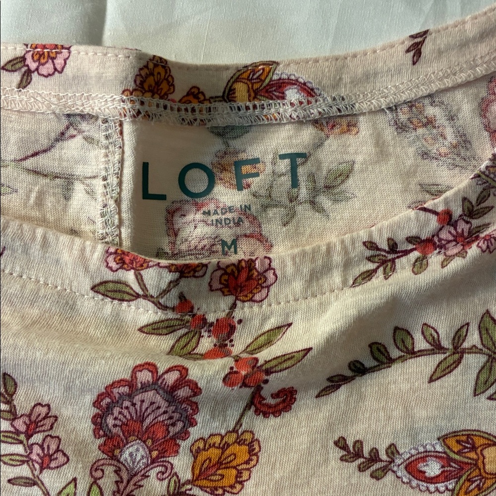 LOFT Floral Tank Top - Cream and Pink - Picture 3 of 6